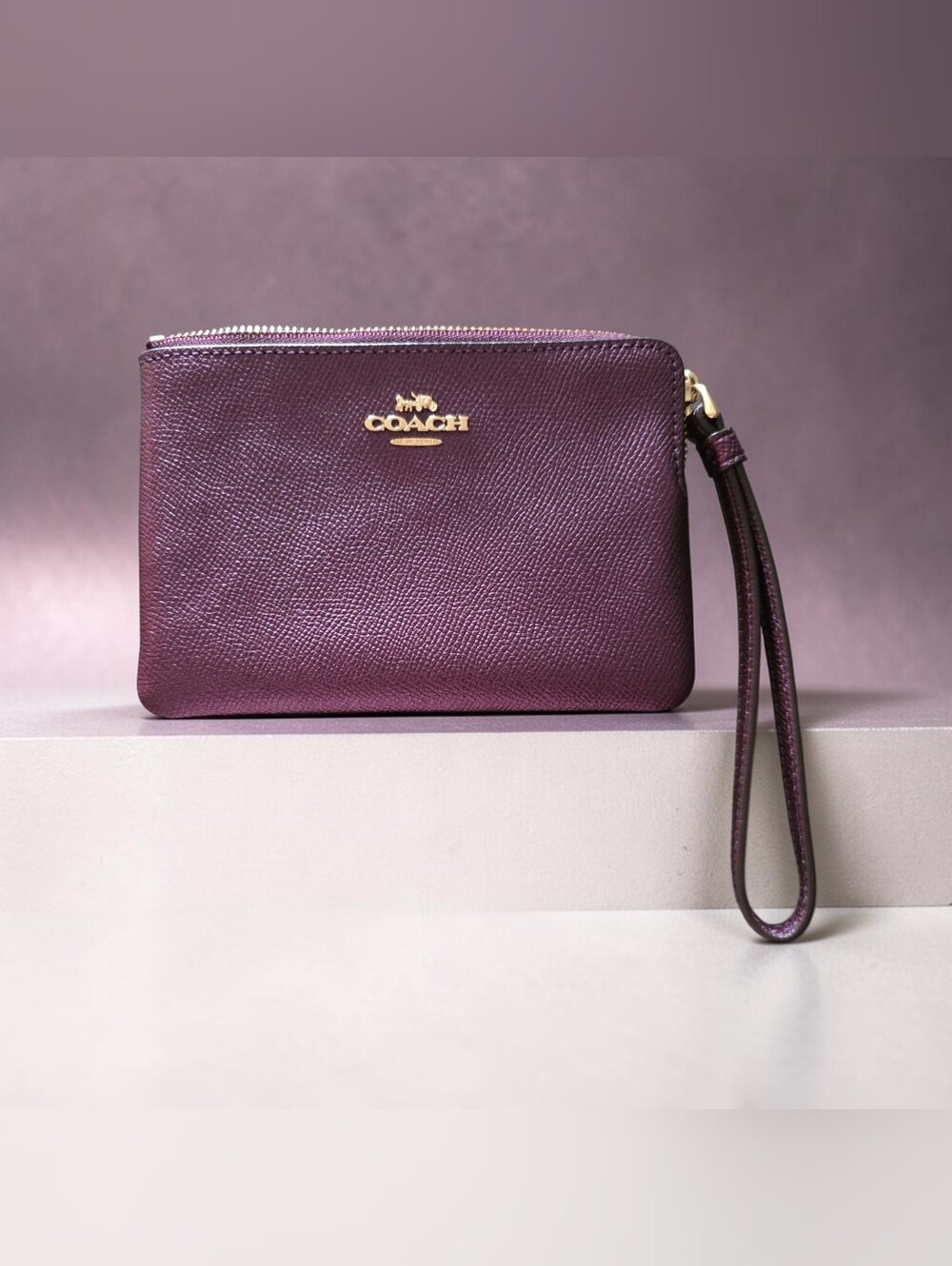 Coach Purple MettalicLeather Wristlet